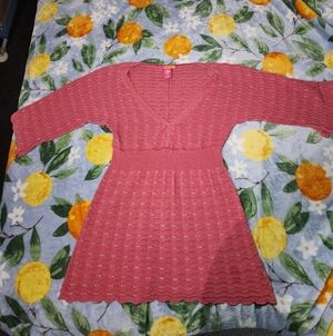 Catch My I Pink V-Neck Knit Blouse Size S Beautiful Details